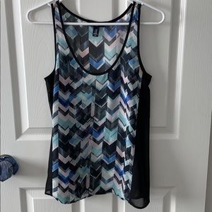 Gap sheer blue patterned tank top blouse